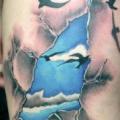 Vogel Oberschenkel 3d tattoo von Silver Needle Tattoo