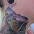 Neck Owl tattoo by Bonic Cadaver