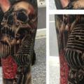 Calf Skull Guitar Microphone tattoo by Andreart Tattoo