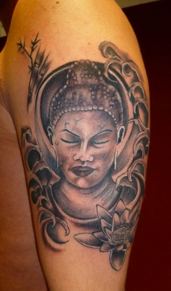 Arm Buddha Tattoo by Art Line Tattoo