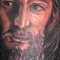 tatuaje Hombro Jesús por Art Line Tattoo