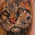 tatuaje Realista Tigre Muslo por Grimmy 3D Tattoo