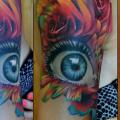 tatuaggio Spalla Realistici Fiore Occhio di Grimmy 3D Tattoo
