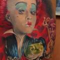 Fantasie Alice im Wunderland Oberschenkel tattoo von Grimmy 3D Tattoo