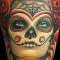 Calf Mexican Skull tattoo by Tatuajes Demon