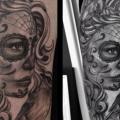 tatuaje Hombro Cráneo mexicano por Darren Wright Tattoos