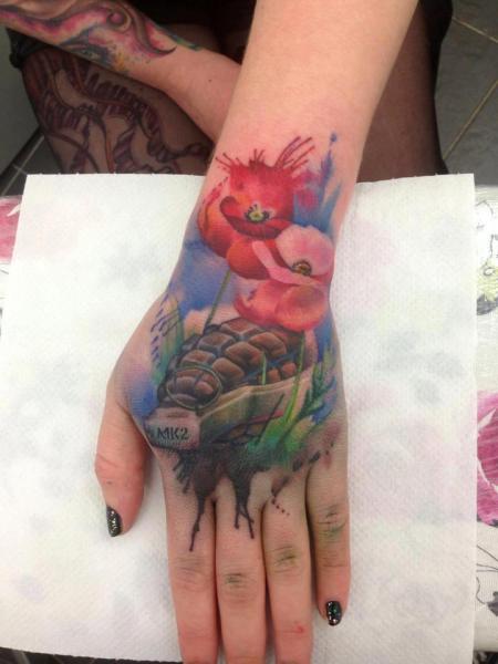 Flower Hand Bomb Tattoo by Immortal Ink