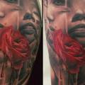 Shoulder Clock Women Rose tattoo by Immortal Ink