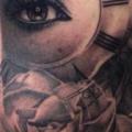 Shoulder Clock Flower Eye tattoo by Immortal Ink