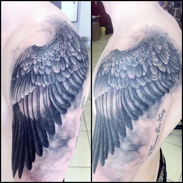 Shoulder Realistic Wings Tattoo by Immortal Ink