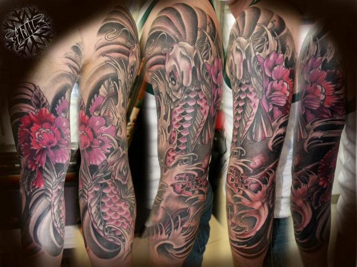 Arm Japanese Carp Koi Tattoo by Renaissance Tattoo