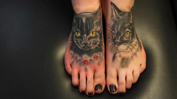 Realistic Foot Cat Tattoo by Renaissance Tattoo