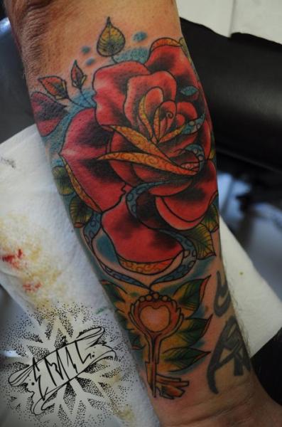 Old School Flower Tattoo by Renaissance Tattoo
