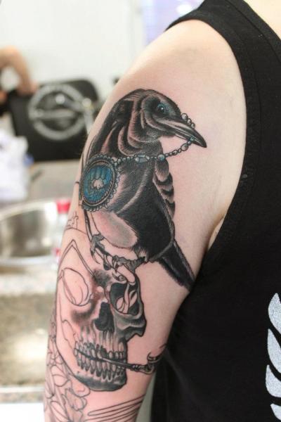 Shoulder Crow Tattoo by Renaissance Tattoo