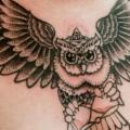 Chest Owl Dotwork tattoo by Left Hand Path