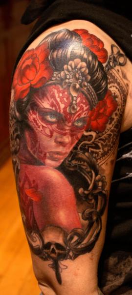 Shoulder Mexican Skull Tattoo by Left Hand Path