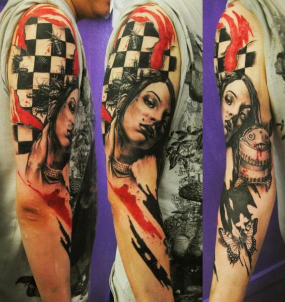 รอยสัก ผู้หญิง ปลอกแขน โดย Mai Tattoo