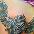 Owl Thigh tattoo by Mai Tattoo