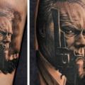 tatuaje Brazo Retrato Pistola Clint Eastwood por Corpus Del Ars