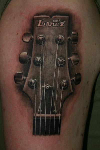 Realistic Guitar Tattoo by Corpus Del Ars