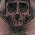 tatuaje Cráneo Cuello Hueso por Matt Jordan Tattoo