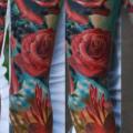 Realistic Flower Sleeve tattoo by Negative Karma