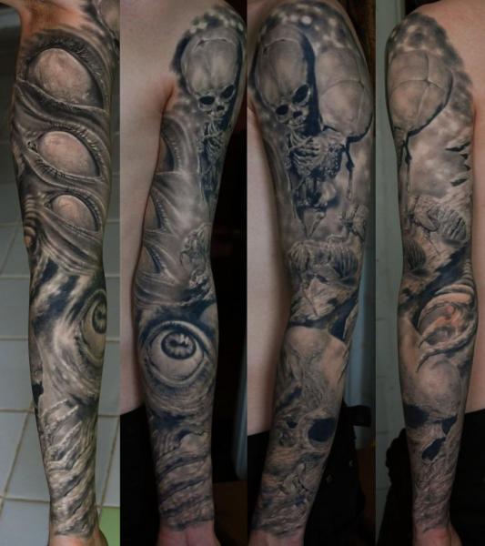 Eye Skeleton Sleeve Tattoo by Negative Karma