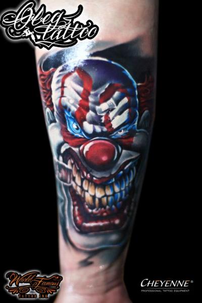 Arm Fantasy Clown Tattoo by Oleg Tattoo
