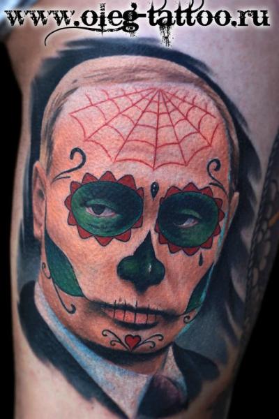 メキシカン頭蓋骨 男性 タトゥー よって Oleg Tattoo