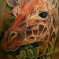 Realistic Giraffe Thigh tattoo by Tattoo X