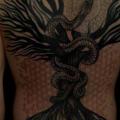 tatuaje Serpiente Espalda Dotwork Árbol por Gerhard Wiesbeck