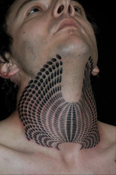 Tatuaje Cuello Barbilla Dotwork por Gerhard Wiesbeck