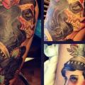 tatuaje Brazo Cráneo mexicano Mujer por Time Travelling Tattoo