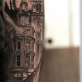 tatuaggio Braccio Paesaggio Città di Wicked Tattoo