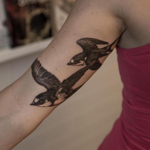 Arm Realistic Bird Tattoo by Wicked Tattoo