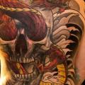 tatuaje Cráneo Espalda Dragón por Wicked Tattoo