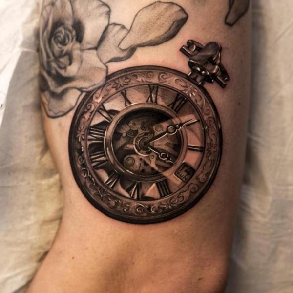 Realistic Clock Tattoo by Wicked Tattoo