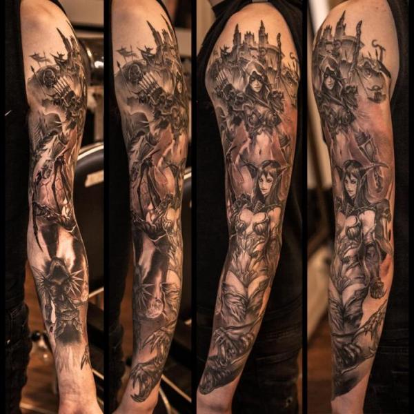 Fantasy Sleeve Tattoo by Wicked Tattoo