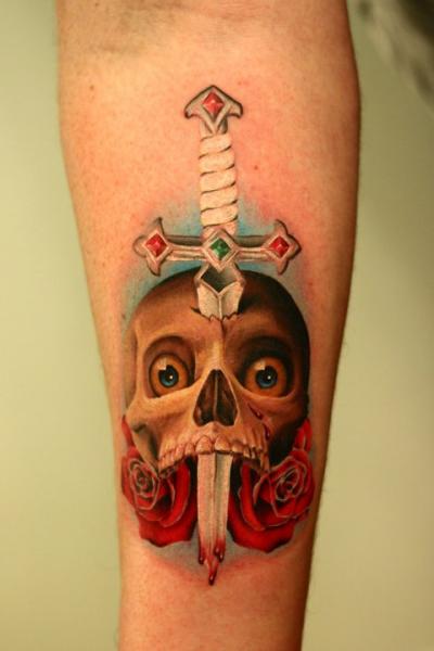 Arm Skull Dagger Tattoo by Nemesis Tattoo