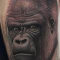 Realistic Thigh Gorilla tattoo by Nemesis Tattoo