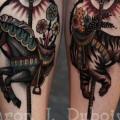 Calf Tiger Horse tattoo by Scapegoat Tattoo