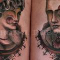 Women Thigh Men tattoo by Scapegoat Tattoo