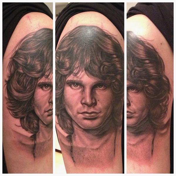 Tatuaggio Spalla Realistici Jim Morrison di Steve Wimmer
