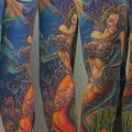 tatuaje Fantasy Sirena Mar Manga por Steve Wimmer