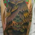 Shoulder New School Owl tattoo by Pure Vision Tattoo