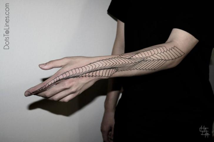 Tatuaje Brazo Dedo Dotwork por Dots To Lines