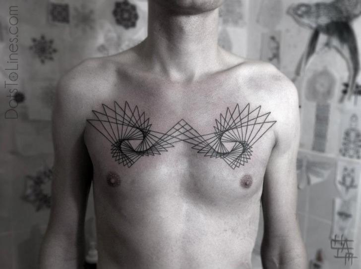 Tatuaje Pecho Dotwork Línea por Dots To Lines
