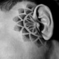 Face Head Dotwork Ear tattoo by Dots To Lines