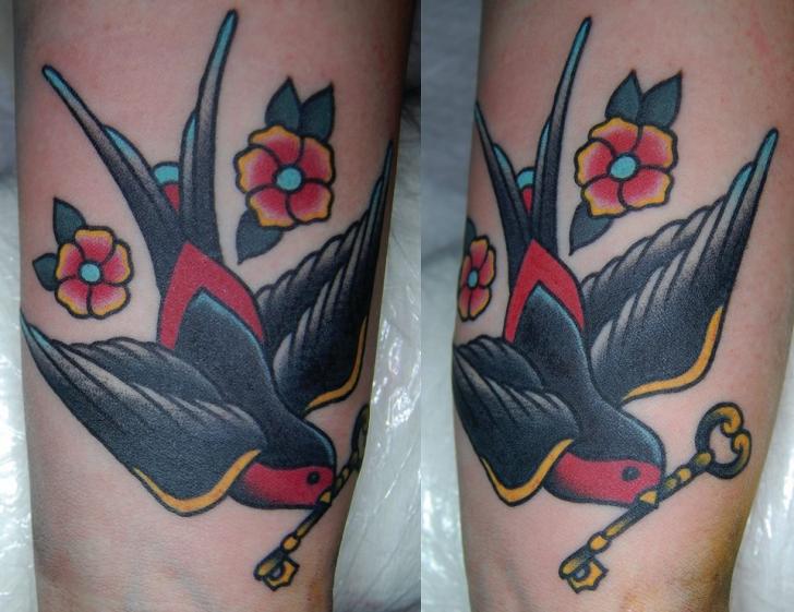 Arm Old School Sparrow Tattoo by Seven Devils