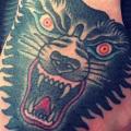 Old School Hand Wolf tattoo by Seven Devils